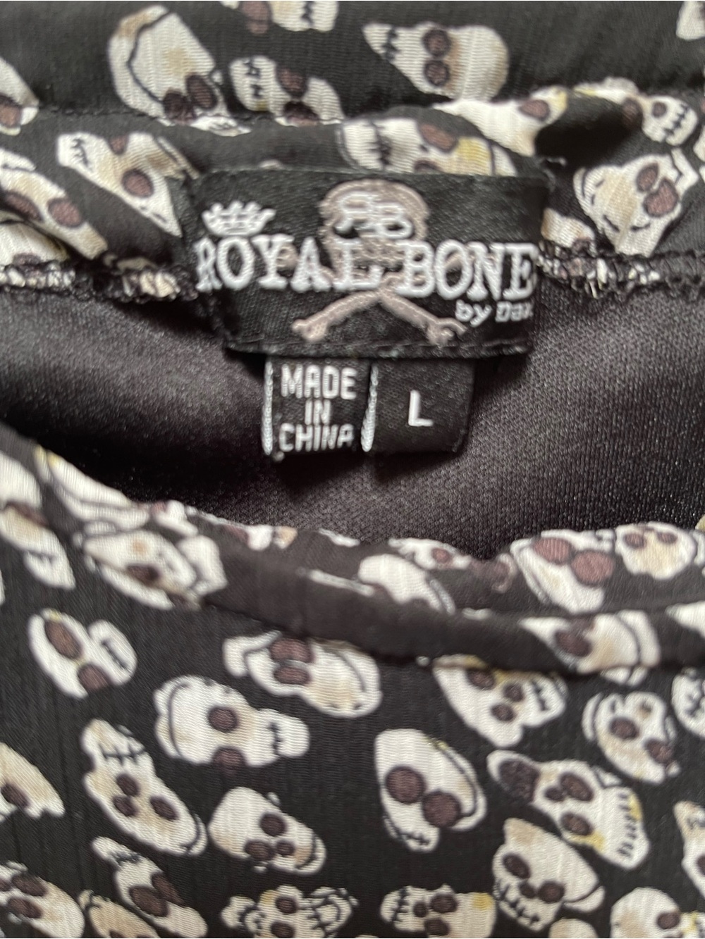 Royal Bones Black Cream Skull Print Vintage Goth Y2k Babydoll Mini Dress Daang - Picture 9 of 15